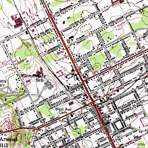 Topographic Map of Frederick F Thompson Memorial Hospital (historical), NY