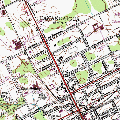 Topographic Map of Canandaigua Academy, NY