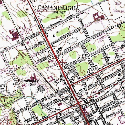 Topographic Map of Saint John's Episcopal Church, NY