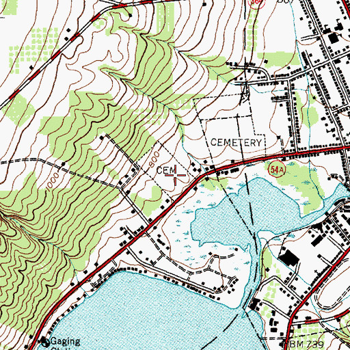 Topographic Map of Saint Michaels Cemetery, NY