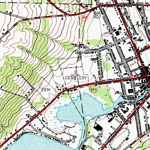 Topographic Map of Lakeview Cemetery, NY
