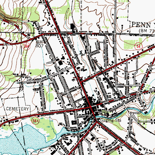 Topographic Map of Penn Yan Public Library, NY