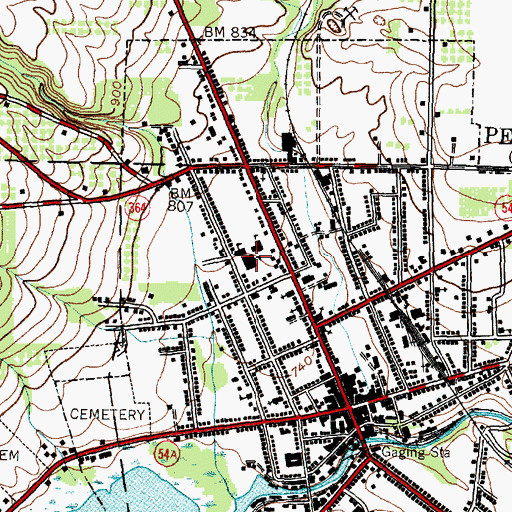 Topographic Map of Penn Yan Junior High School, NY