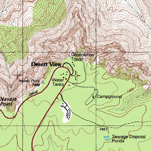 Topographic Map of Desert View Point, AZ