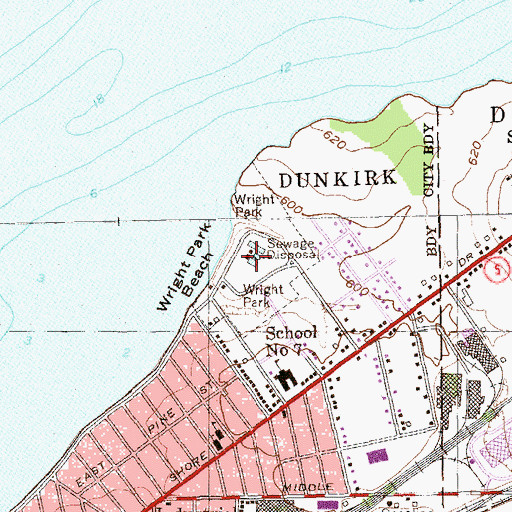 Topographic Map of Dunkirk Wastewater Treatment Plant, NY