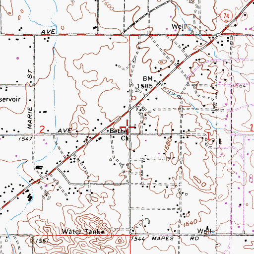 Topographic Map of Bethel Church, CA