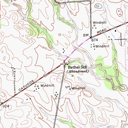 Topographic Map of Bethel School, CA