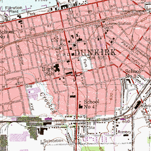 Topographic Map of Adams Memorial Unitarian Church, NY