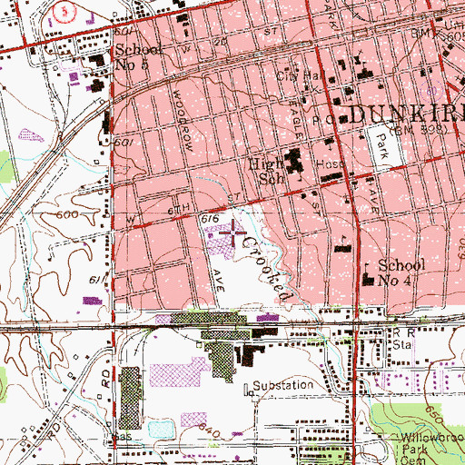 Topographic Map of Dunkirk High School, NY