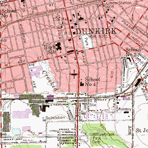 Topographic Map of Cardinal Mindszenty Parochial High School (historical), NY