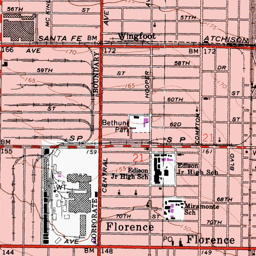 Topographic Map of Bethune Park, CA