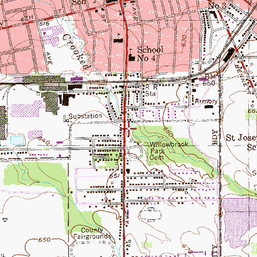 Topographic Map of First Baptist Church, NY