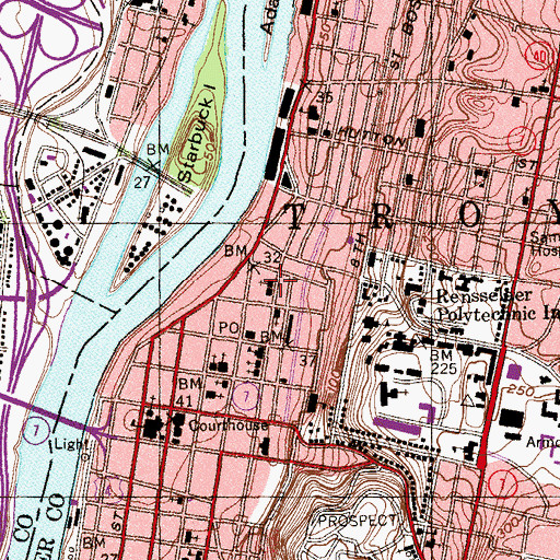Topographic Map of First United Presbyterian Church of Troy, NY