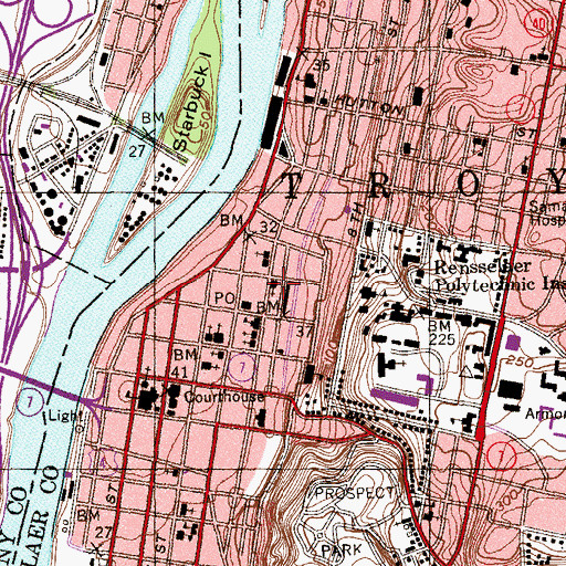 Topographic Map of Saint John's Lutheran Church, NY