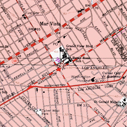 Topographic Map of Betsy Ross School, CA