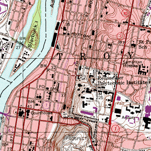 Topographic Map of Fulton Towers, NY