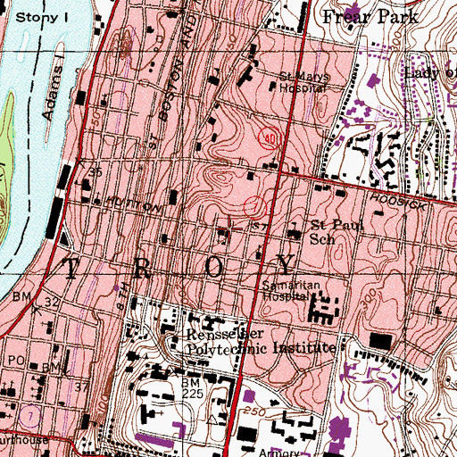 Topographic Map of Saint Paul's Roman Catholic Church, NY