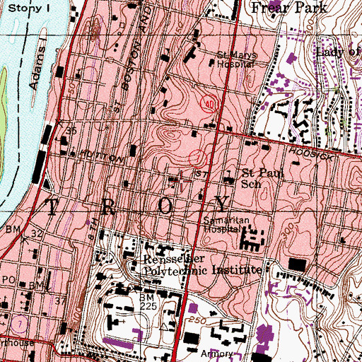 Topographic Map of Saint Paul's Parochial School, NY