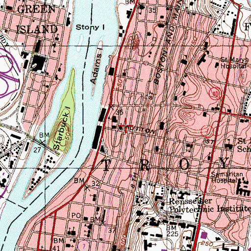 Topographic Map of Saint Peters Roman Catholic Church, NY