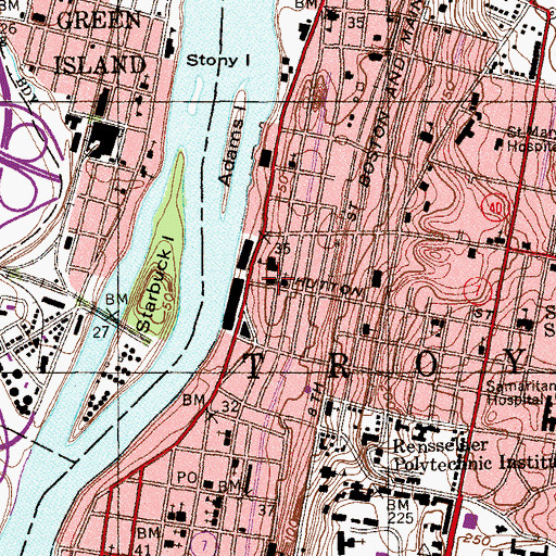 Topographic Map of Saint Peters Lyceum, NY