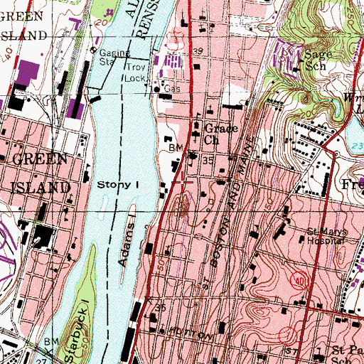 Topographic Map of Troy Fire Department North Street Station, NY