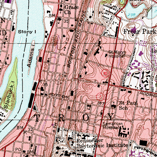 Topographic Map of Oakwood Presbyterian Church, NY