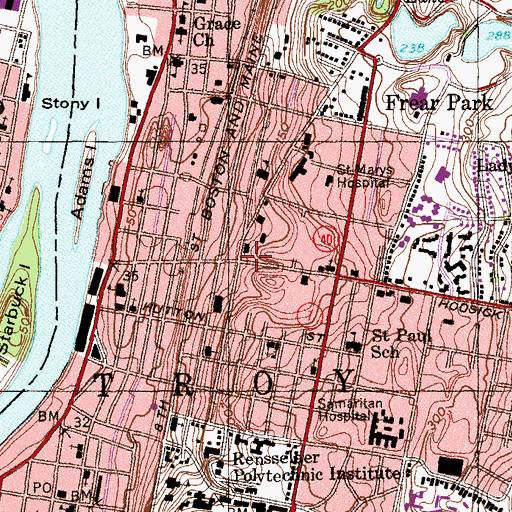 Topographic Map of Troy Fire Station Number 8, NY