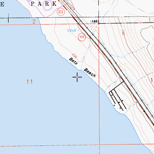Topographic Map of Betz Beach, CA