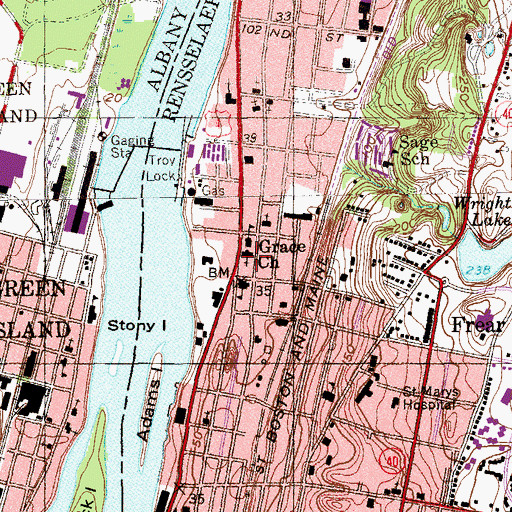 Topographic Map of Saint Patrick's Roman Catholic Church, NY