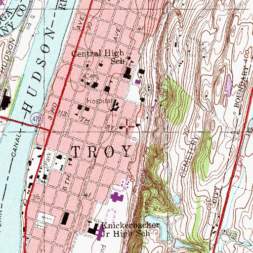 Topographic Map of Immanuel Danish Evangelical Lutheran Church, NY