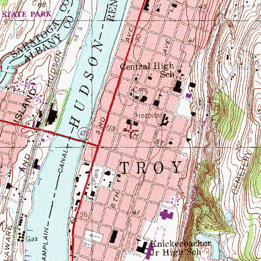 Topographic Map of Lansingburgh Boys Club, NY
