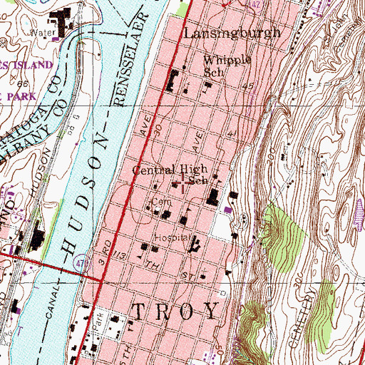 Topographic Map of First Baptist Church, NY
