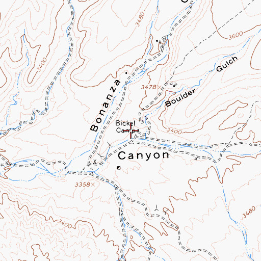 Topographic Map of Bickel Camp, CA