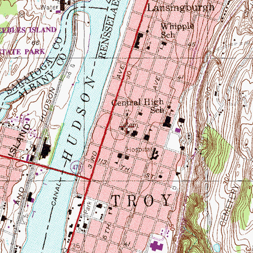 Topographic Map of First Presbyterian Church of Lansingburgh, NY