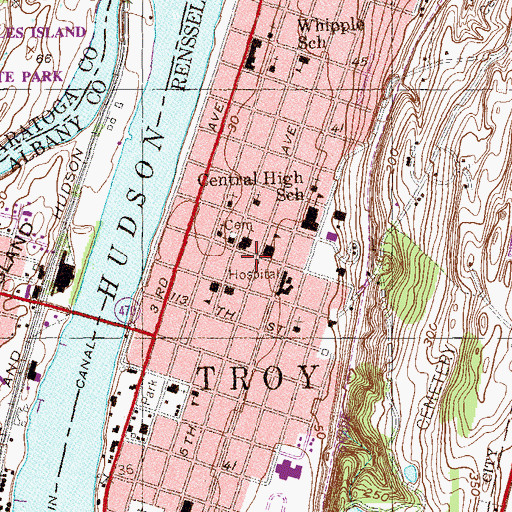 Topographic Map of Troy Fire Department Lansingburgh Station, NY