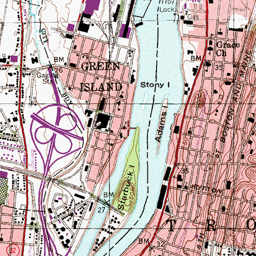 Topographic Map of Hudson Avenue Methodist Church, NY