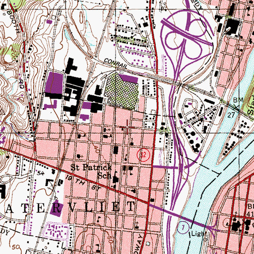 Topographic Map of Saint Nicholas Parochial School, NY