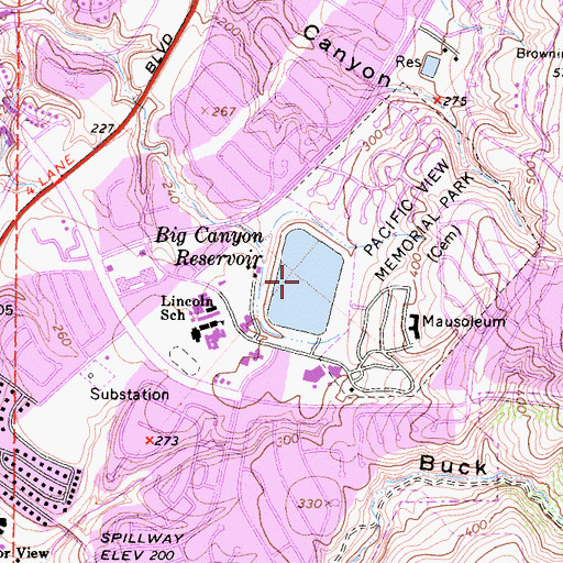 Topographic Map of Big Canyon Reservoir, CA