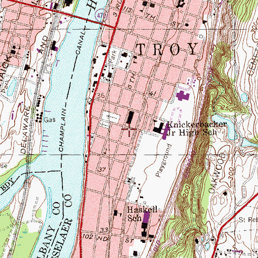 Topographic Map of Niagara-Mohawk Power Corporation Lansingburgh Sub-Station, NY