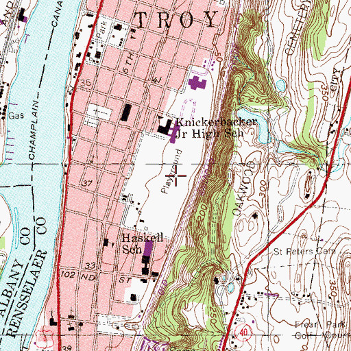 Topographic Map of Knickerbocker Park, NY