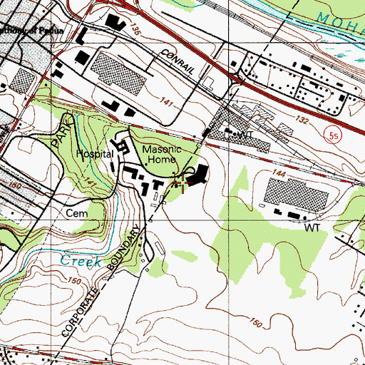 Topographic Map of Thompkins Memorial Chapel, NY