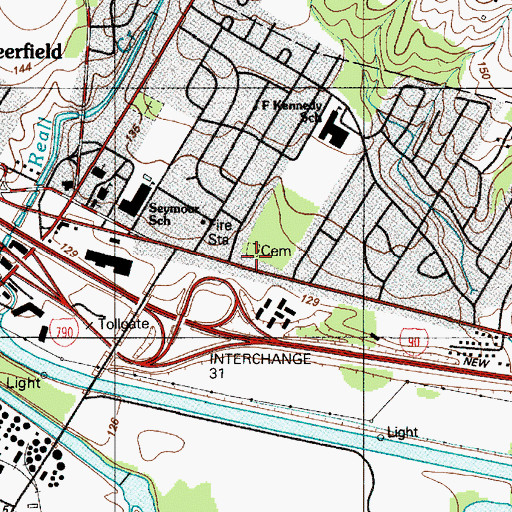 Topographic Map of First Baptist Church of Deerfield, NY