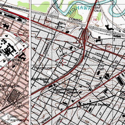 Topographic Map of Sayre Memorial Presbyterian Church (historical), NY