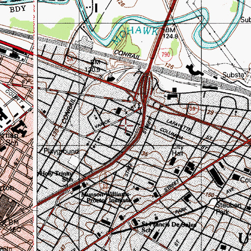 Topographic Map of Saint Patrick's School (historical), NY