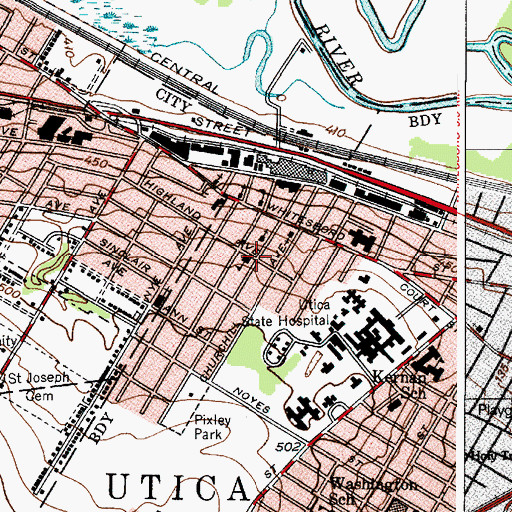 Topographic Map of Lincoln Public School (historical), NY