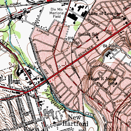 Topographic Map of Temple Emanuel, NY