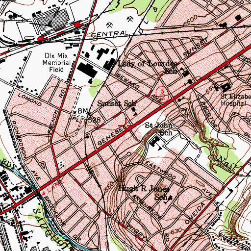 Topographic Map of First Assembly of God Church, NY
