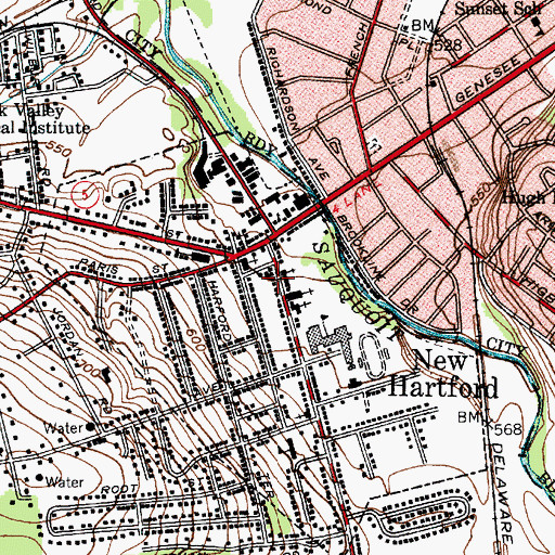 Topographic Map of New Hartford Fire Department, NY
