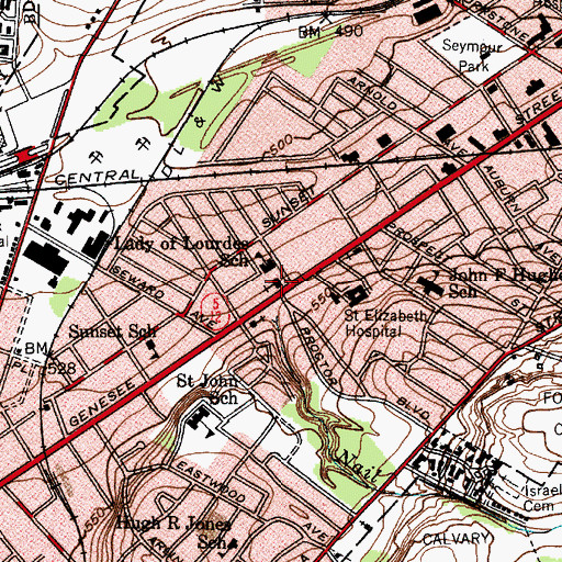 Topographic Map of Our Lady of Lourdes Roman Catholic Church, NY