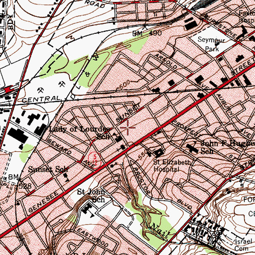 Topographic Map of Our Lady of Lourdes Convent (historical), NY